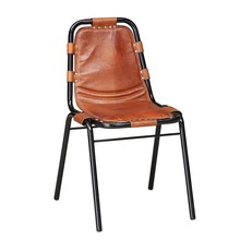 GENUINE LEATHER STACKABLE DINING CHAIR, Size : 46X48X90 CM