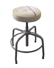 IRON ADJUSTABLE HEIGHT STOOL WITH FABRIC SEAT
