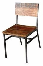 IRON METAL AND RECLAIMED WOOD DINING CHAIR