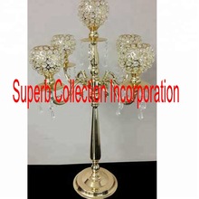 Gold Crystal Globe Five Arms Candelabra