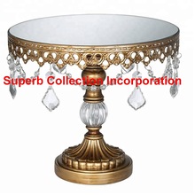Gold Crystals Round cake Stand