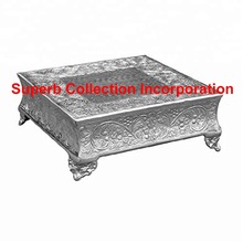 Square Silver Embossed Cake Stand