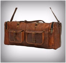 LGS Leather Luggage Bag, Color : brown