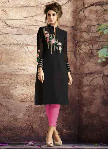 Chanderi Embroidered Ladies Kurtis, Size : XL, XXL