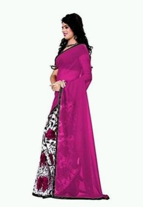 Pink Georgette Saree