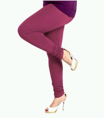 Lux Churidar Purple Cotton Legging, Pattern : Plain