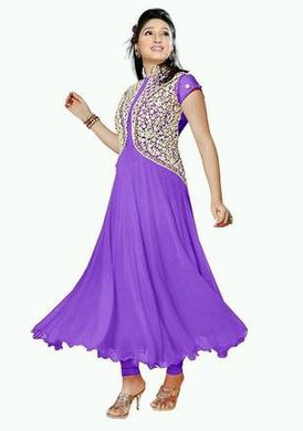 Embroidered Purple Georgette Suit Material, Occasion : Casual Wear, Party Wear