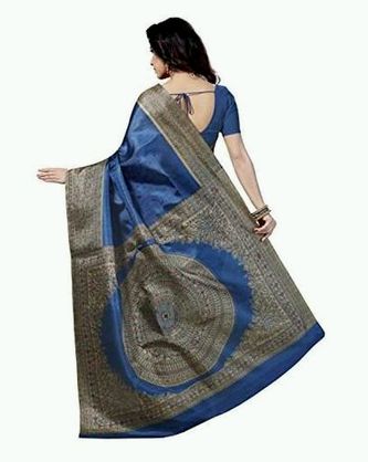 Royal Blue Bhagalpuri Silk Saree