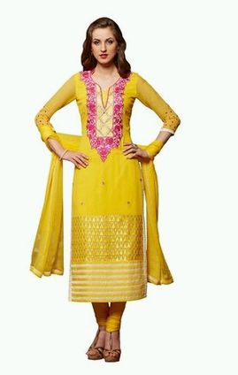 Yellow Georgette Suit Material, Occasion : Party Wear