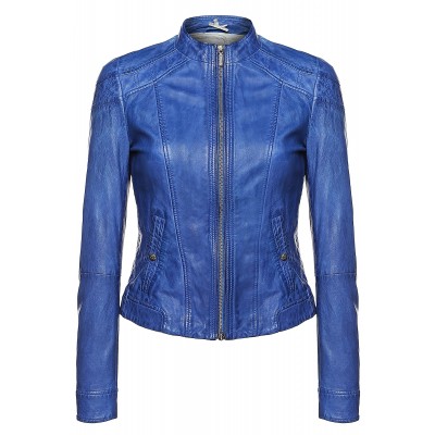 Full Sleeves Ladies Royal Blue Leather Jacket, Size : M, Technics ...
