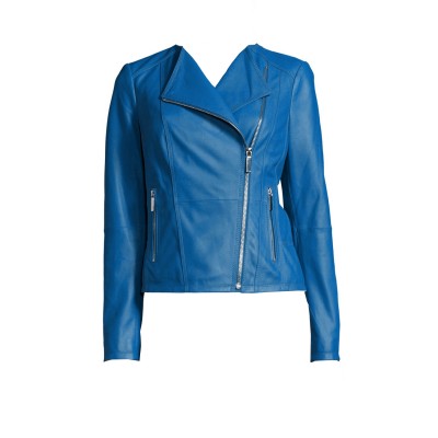 Ladies Sky Blue Leather Jacket, Size : M, Feature : Attractive Designs ...