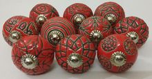 Red Color Ceramic Knobs, For Cabinet, Drawer, Dresser, Wardrobe