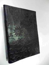 Black leather cover handmade notebook