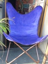 Blue Leather Butterfly Chair, Color : Customized