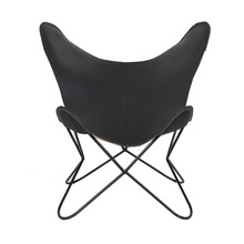 Classy buff leather butterfly lounge chair