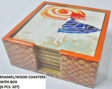 CNC Square Shaped Wooden coaster, for Kitchen, Size : 4X4 (6 PCS. SET)