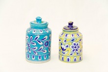 Designer Handmade Home storage ceramic blue pottery pickle jar