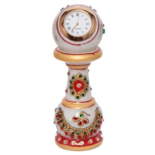 Ethnic Design Marble Table Clock Handicraft