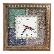 Gemstone Wooden Wall Clock, Color : Brown