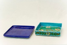 Jaipur Blue pottery Ceramic serving Tray, Size : Customized color