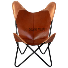 new genuine quality buff harness leather butterfly chair