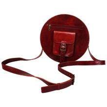 round goat leather bag