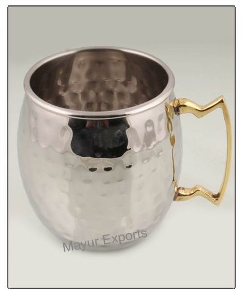 Stainless Steel Moscow Mule Mug, Pattern : Plain / Hammered