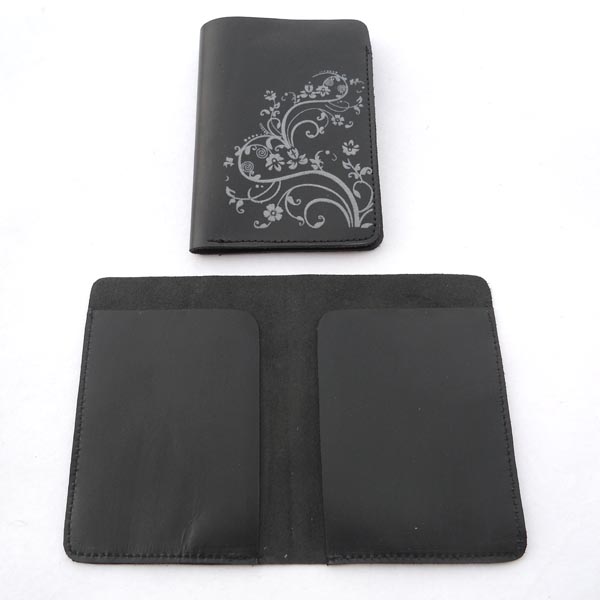 Black leather Passport cover, for Business Card, Size : 14 x 10 cm