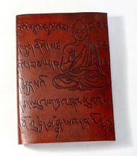 Buddha embossed cover handmade leather journal, Color : Antique Cherry