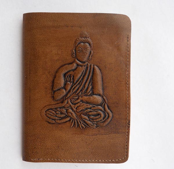 Embossed buddha leather passport cover, Style : Fashion