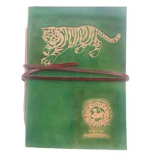 embossed logo leather travel journal notebook