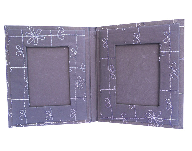 Recycled paper with black embroidery photo frame
