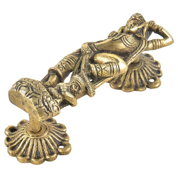 Brass Hindu Goddess Statue Carved Door Handle