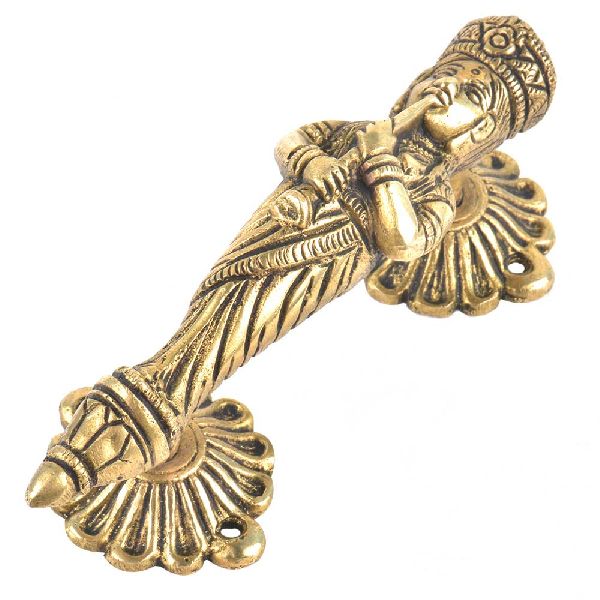Brass Standing Goddess Playing A Musical Instrument Door Handle
