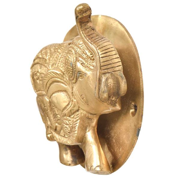 Engraved Brass Elephant Royal Statue Door Knocker