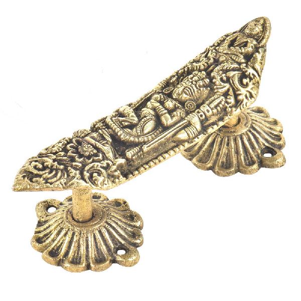 Finely Carved Kali Maa Idol On Brass Door Handle