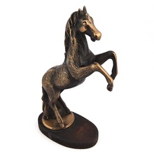 Handmade Brass Bronze Black Golden Jumping Horse Statue