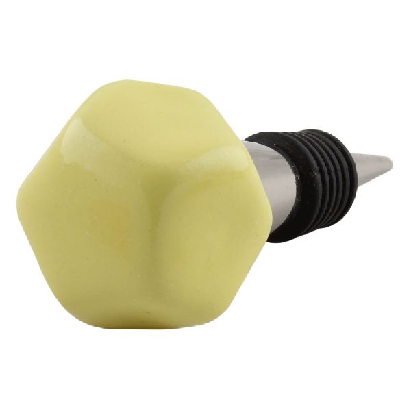 Solid Yellow Octagon Ceramic Wine Stopper Online