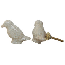 White Crackle Bird Knobs