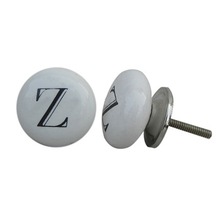 Z Painted Alphabet Ceramic Dresser Knob, for Cabinet, Drawer, Wardrobe, Color : white