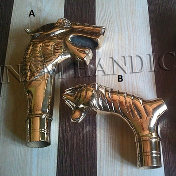 Brass Lion and Dragon Handles for walking sticks and umbrellas