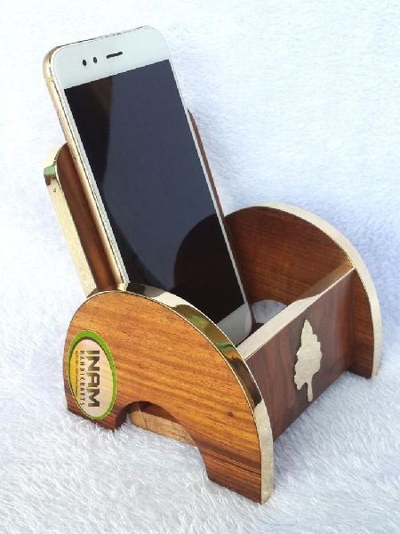 Natural wooden cell phone stand