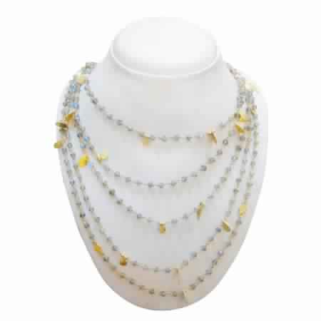925 STERLING SILVER GOLD PLATED LABRADORITE BEADS WOMEN\\'S NECKLACE