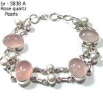 925 silver rose quartz bracelet