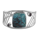 Authentic silver azurite cuff bracelet