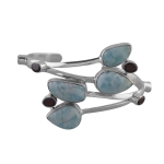 Solid 925 Silver Larimar Cuff bracelet