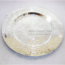 Metal Mirror Mosaic Charger Plate, Feature : Stocked