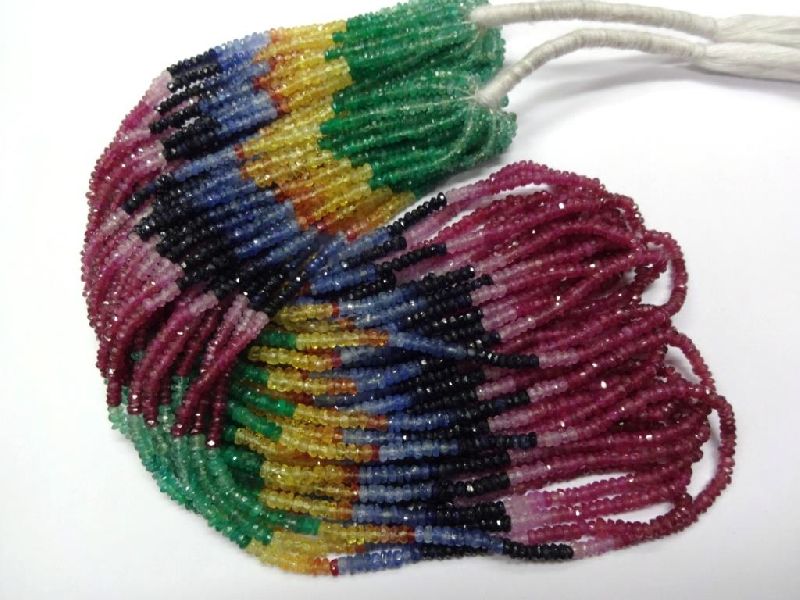 Multi Sapphire Faceted Rondelles Beads