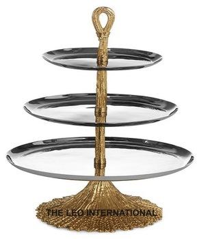 3 tier golden cake stand