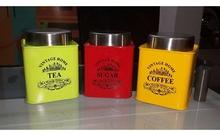 tea coffee sugar metal color printed canisters